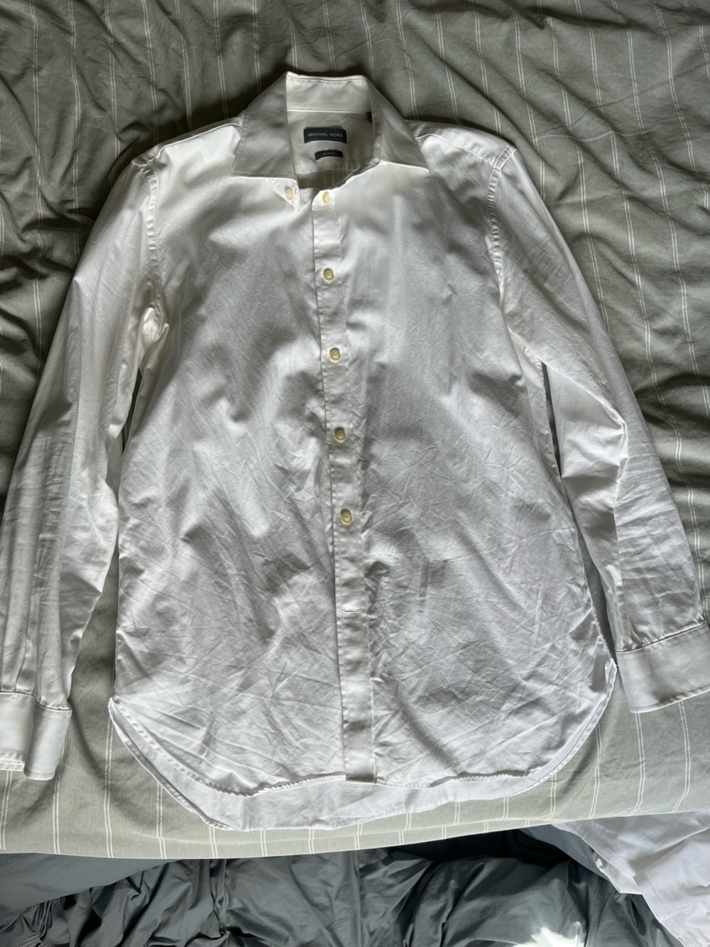 Michael Kors White Men's Spread-Collar Dress Shirt